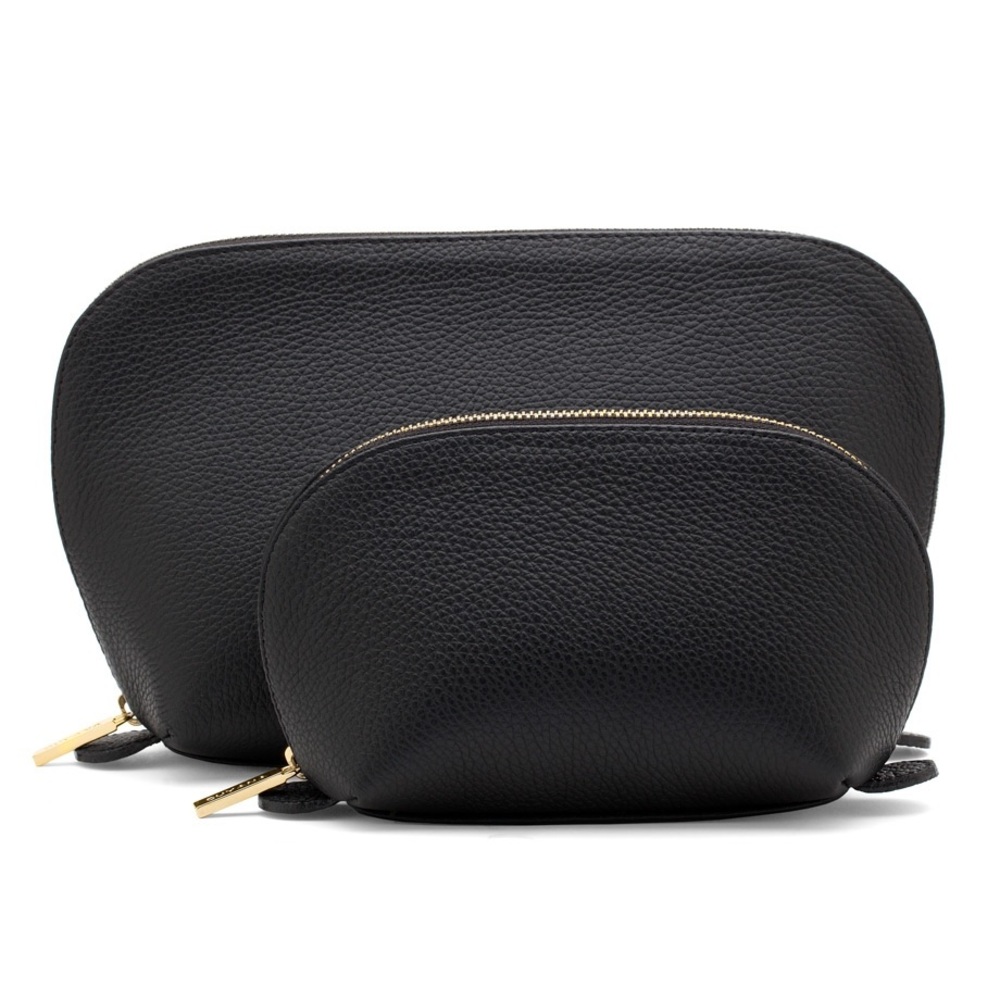 Cuyana black travel leather case set